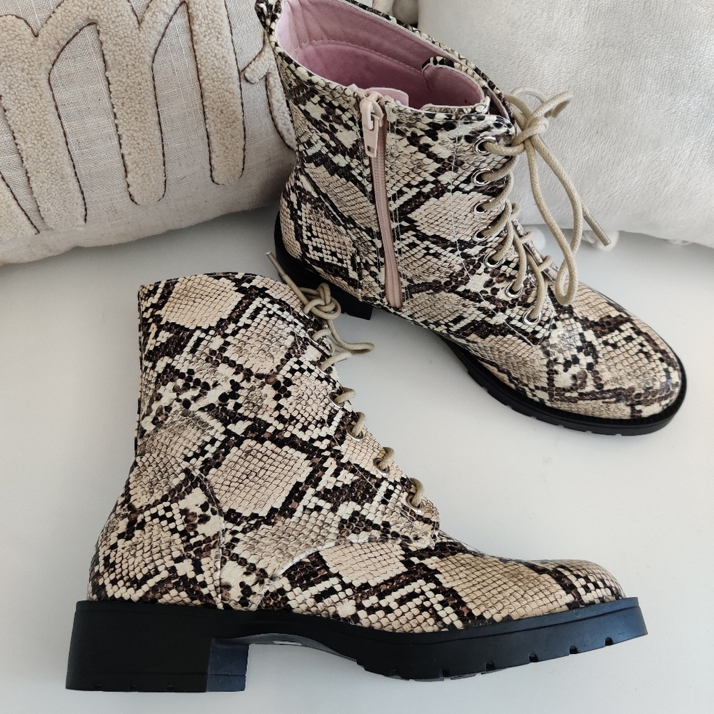Coconuts by Matisse Finch Snake Print Combat Boots